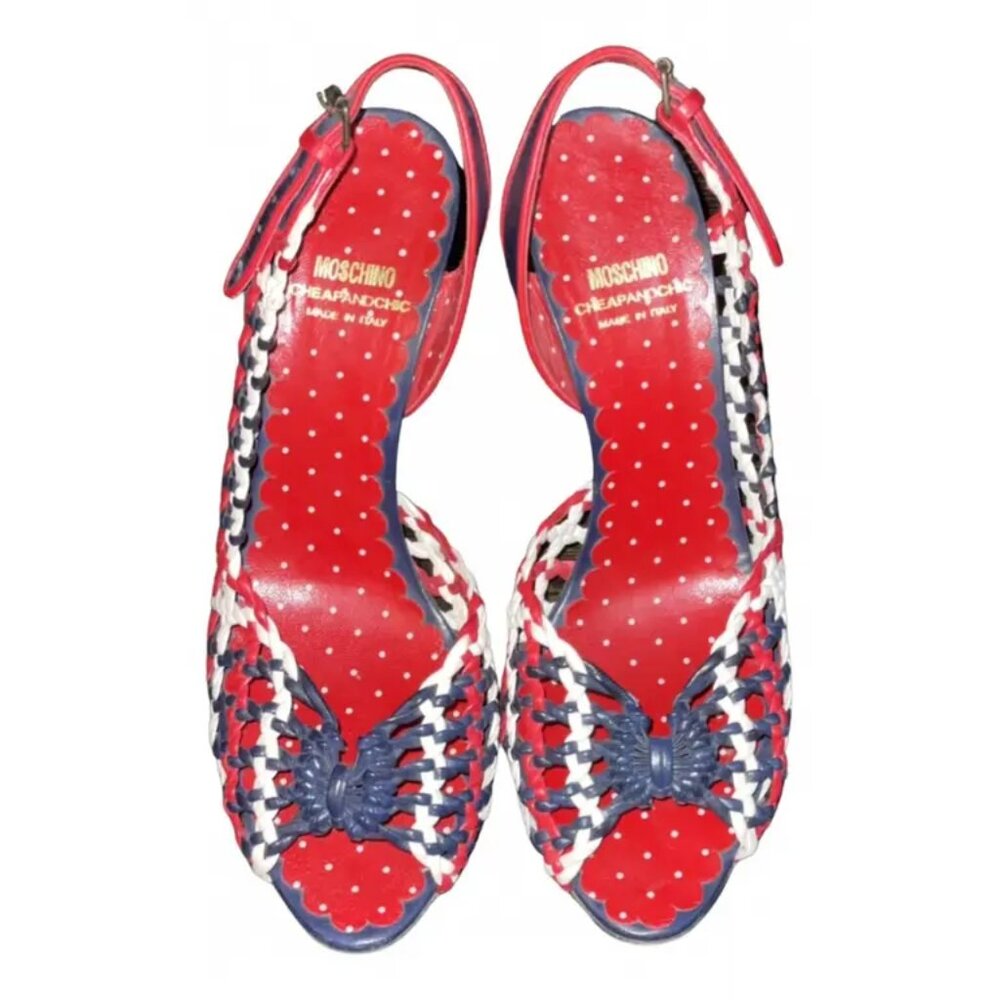 Moschino Cheap & Chic Red White & Blue Woven Heels
